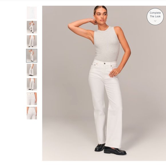 NEW Abercrombie High Rise 90s Relaxed Jean White - 34W Short - Picture 7 of 11